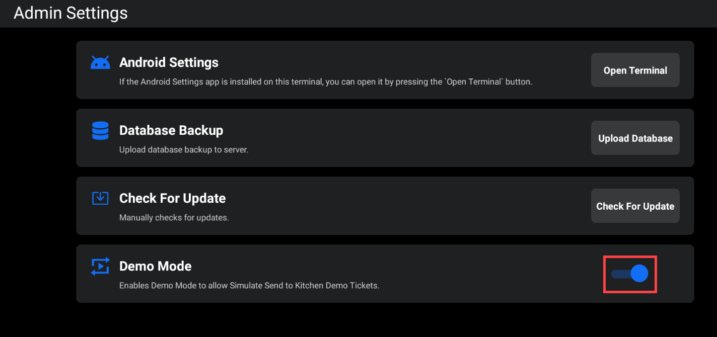 Enable or Disable Demo Mode on SkyTab KDS Shift4 Knowledge