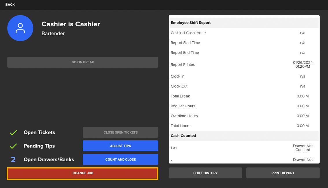 Change Jobs With Different Cash Handling Job Permissions on SkyTab POS