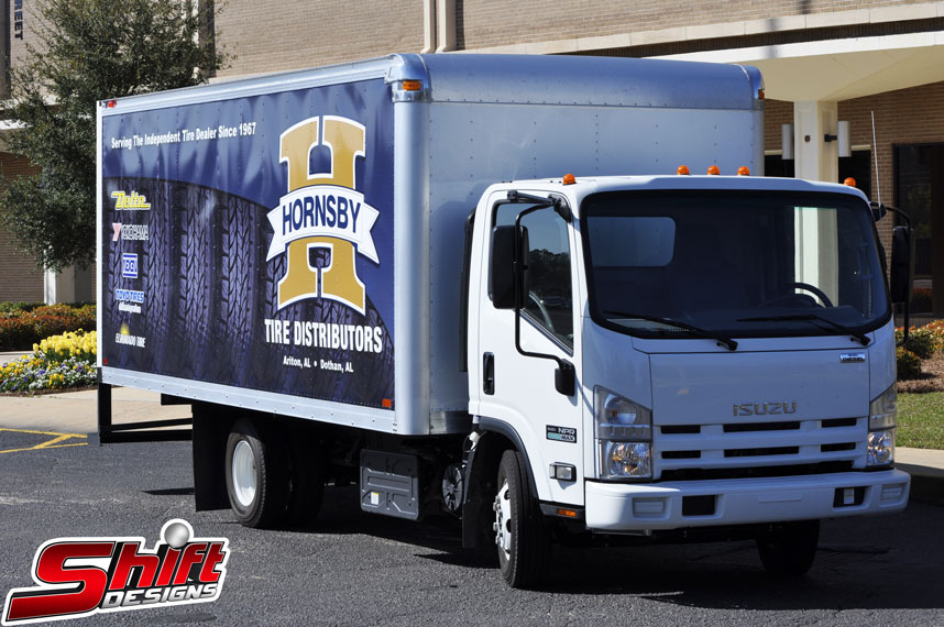 Vehicle Wrap for Hornsby Tire Distributors Box Truck Shift Designs