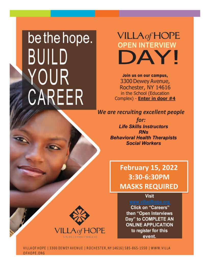 Villa of Hope Open Interview Day on February 15, 2022! ShiftDiff