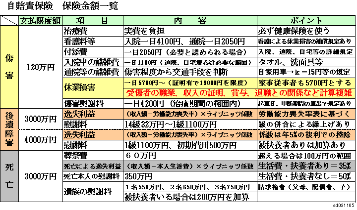 交通事故、自賠責保険の保険金額（損害賠償金額の限度）、進藤行政書士事務所