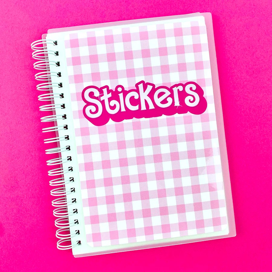 Pink Gingham Reusable Sticker Book