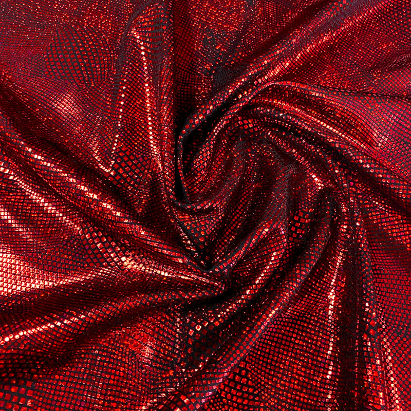 Retro Shimmer Spandex Red Hologram Shine Trimmings & Fabrics