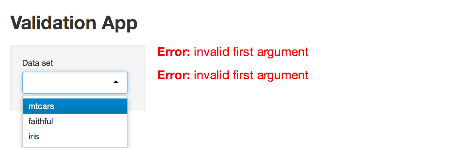 Shiny Write error messages for your UI with validate
