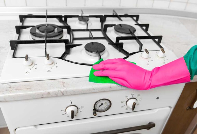 How to Clean Grease off a Gas Stove Top Shiny Modern
