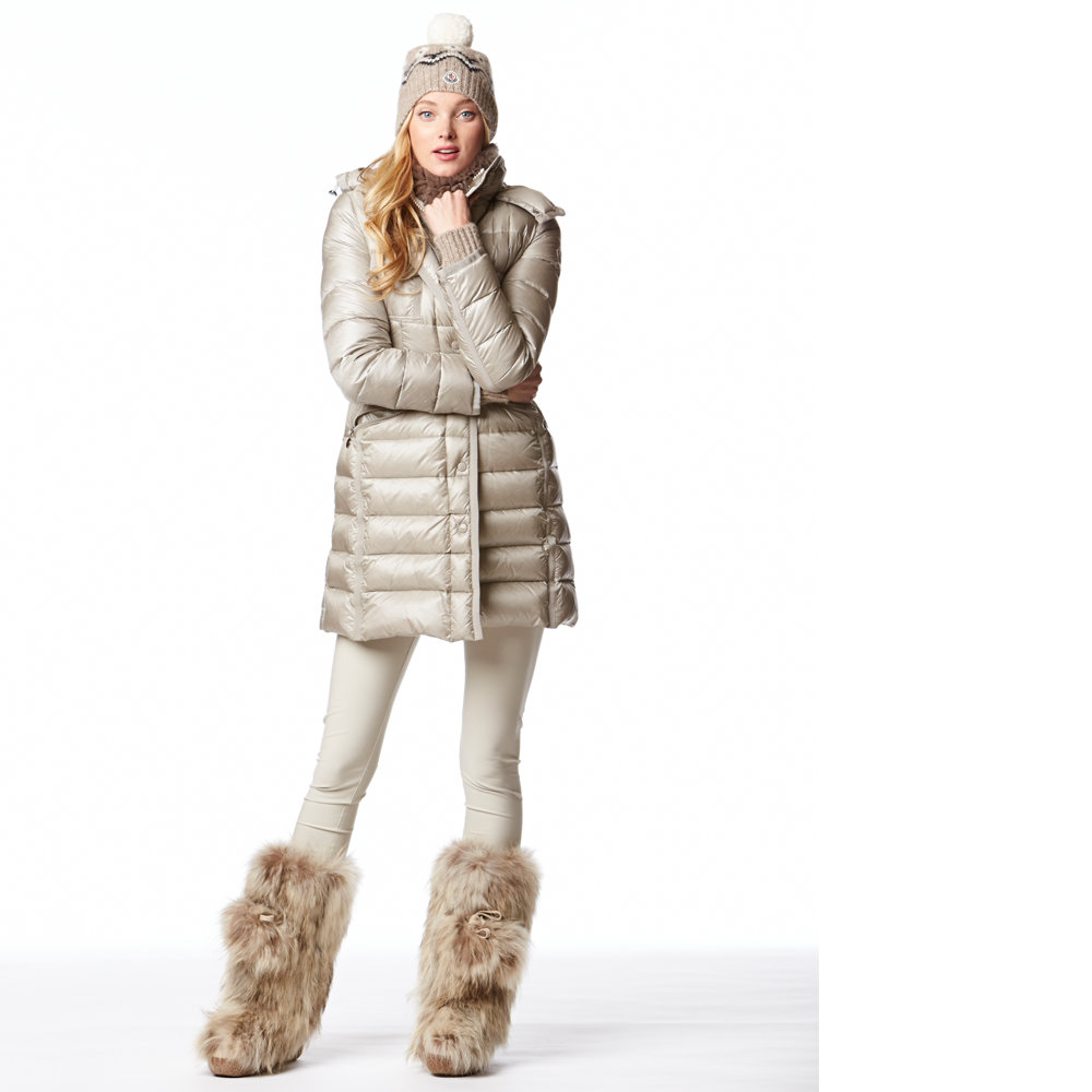 Beige Moncler down coat SHINY NYLON