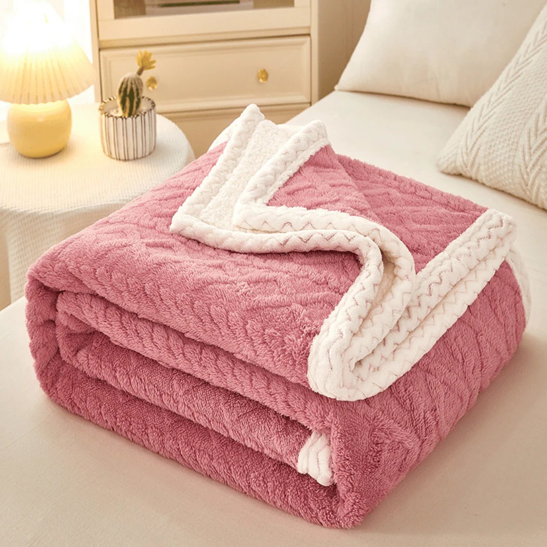 Throw Blanket Pink Solid Coloured Jacquard Thick Sofa Throw Blanke Shiny Sofas