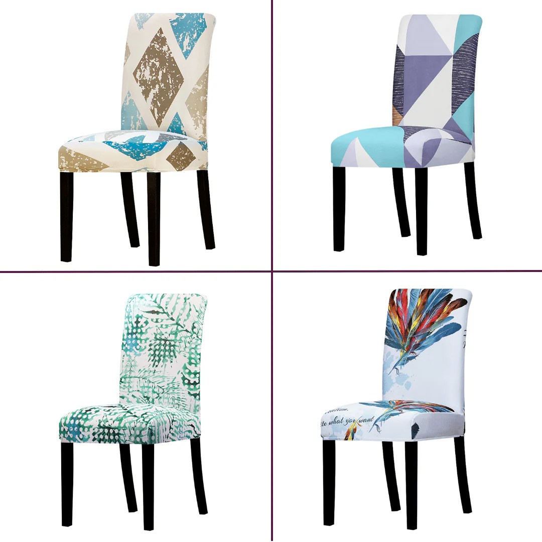 Dining Chair Slipcovers Blue & White Patterned Multi Coloured Chai