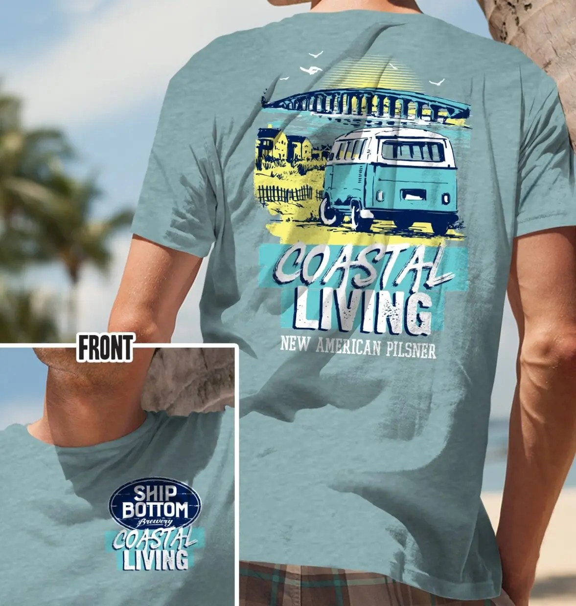 Coastal Living Blue Shirt Ship Bottom Brewery