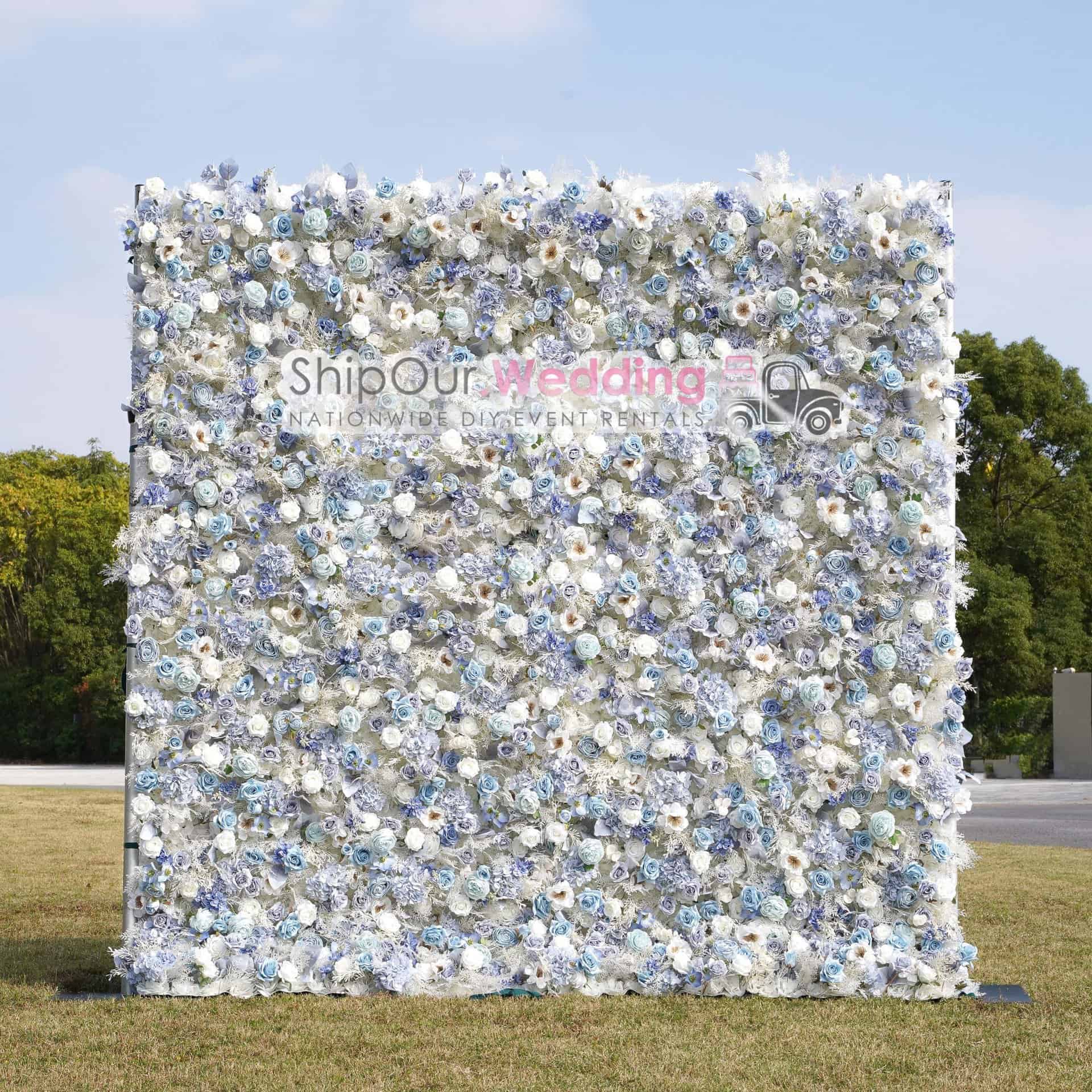 Rent a Blue Flower Wall Backdrop. We Love Cheap DIY Kits (Ships FREE)