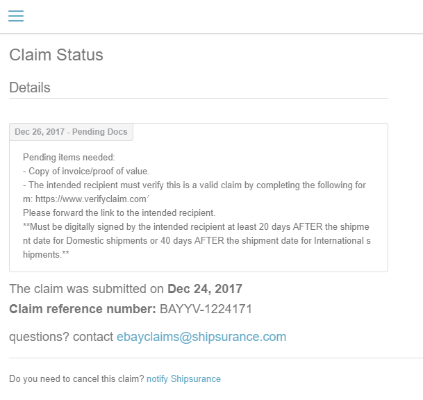 How can I check the status of my claim? ShipSaver