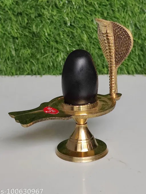 Narmadeshwar Shivling With Brass Yoni Base Idols & figurines Shivam