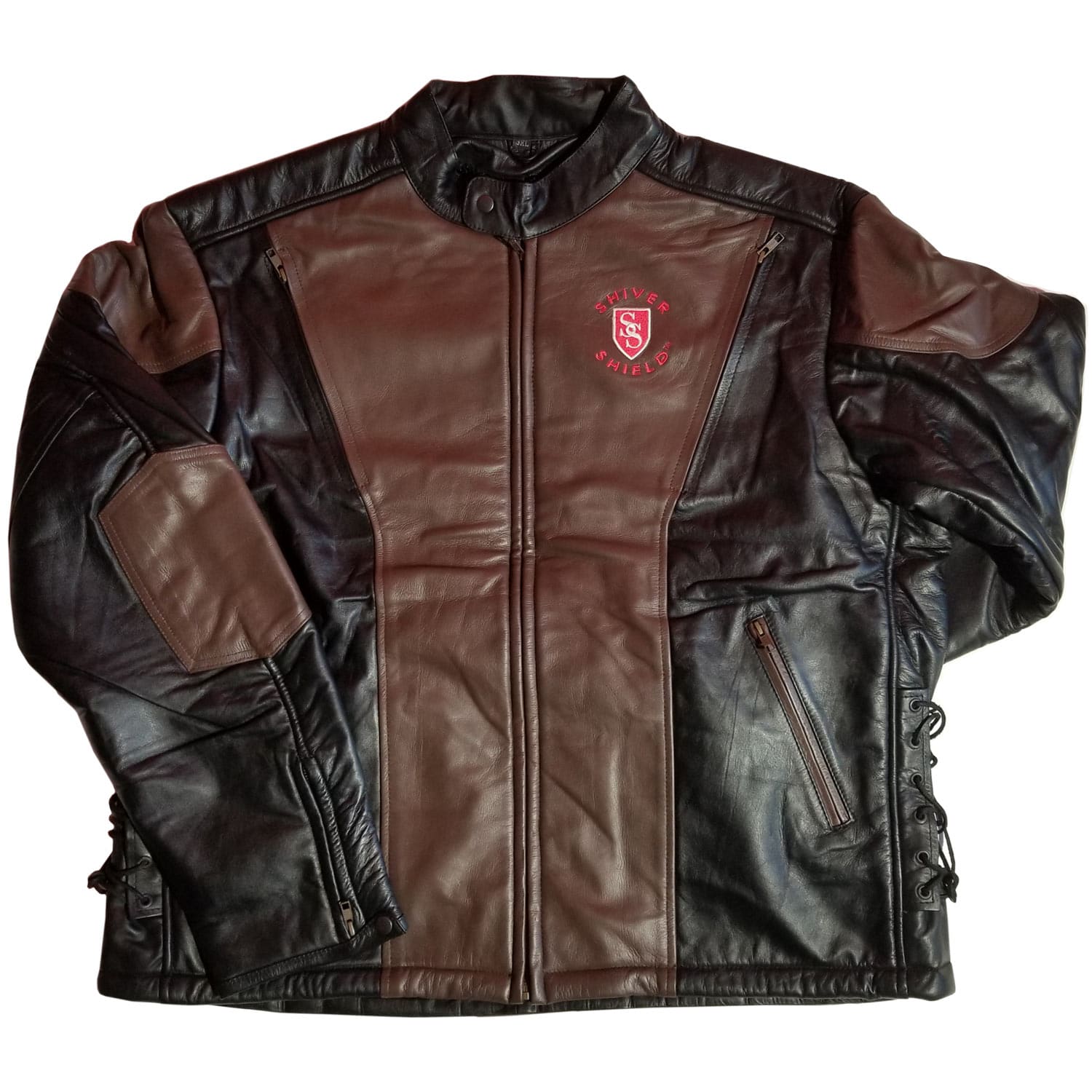 Black/Brown Leather Motorcycle Jacket Shiver Shield, Inc.