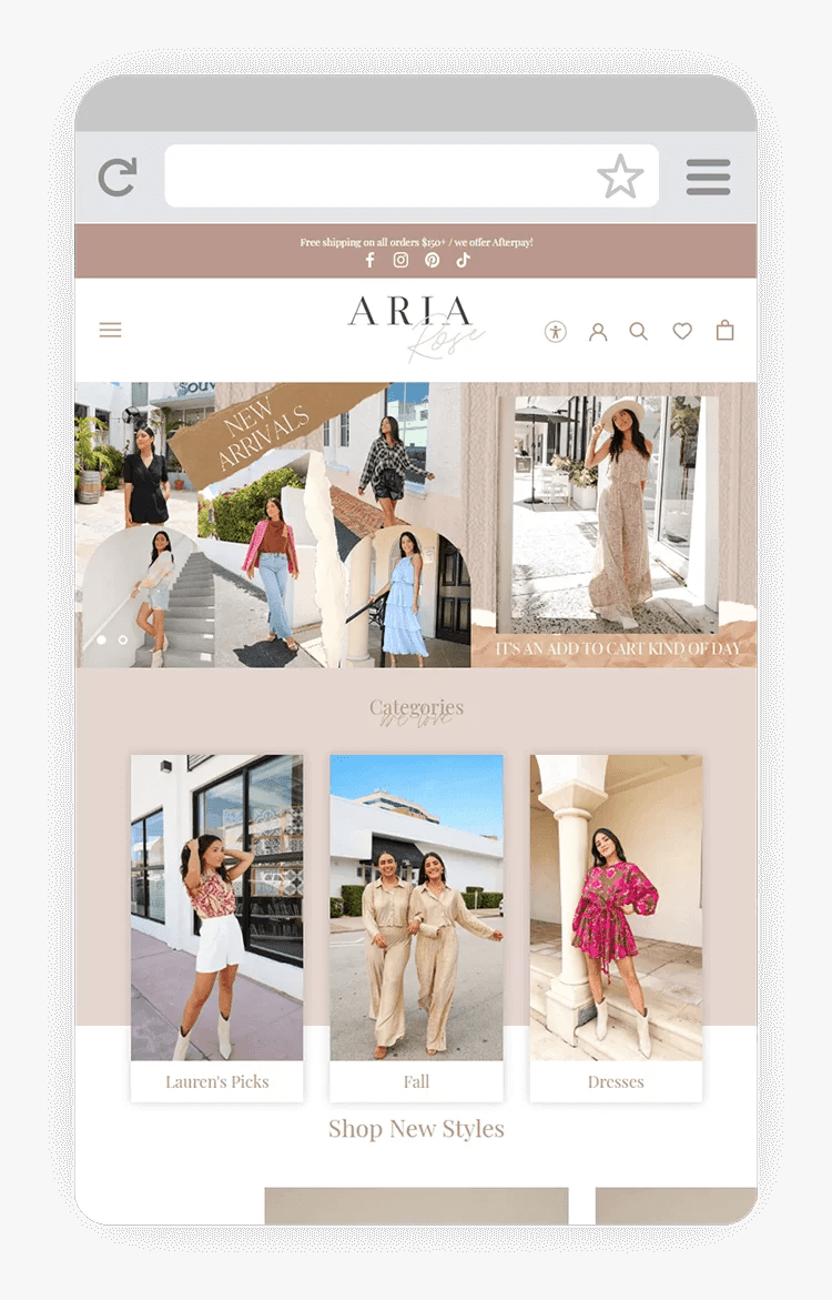 Aria Rose Shopify Platform Developed by Shiv Technolabs