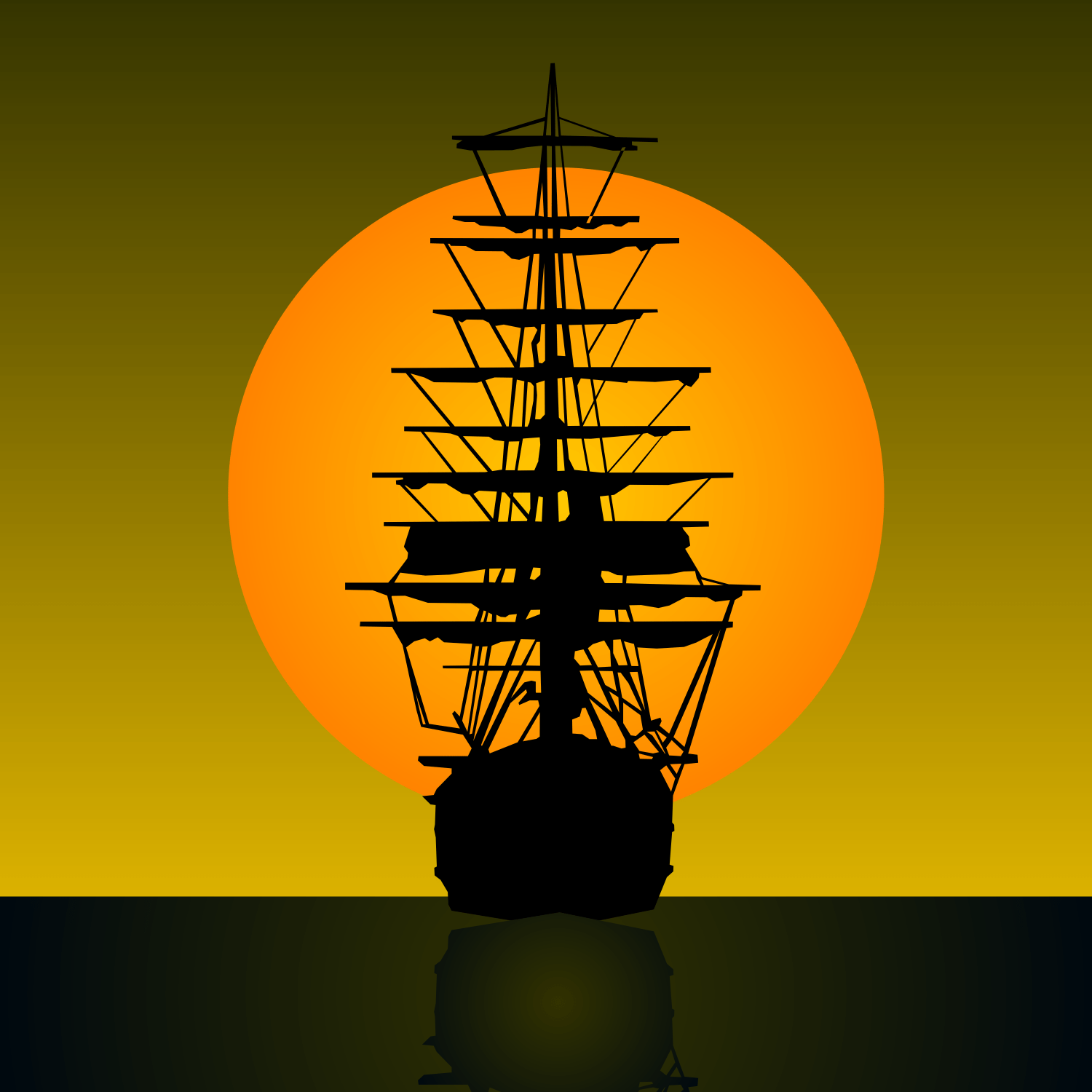 Vector for free use Sailing vessel on sunset