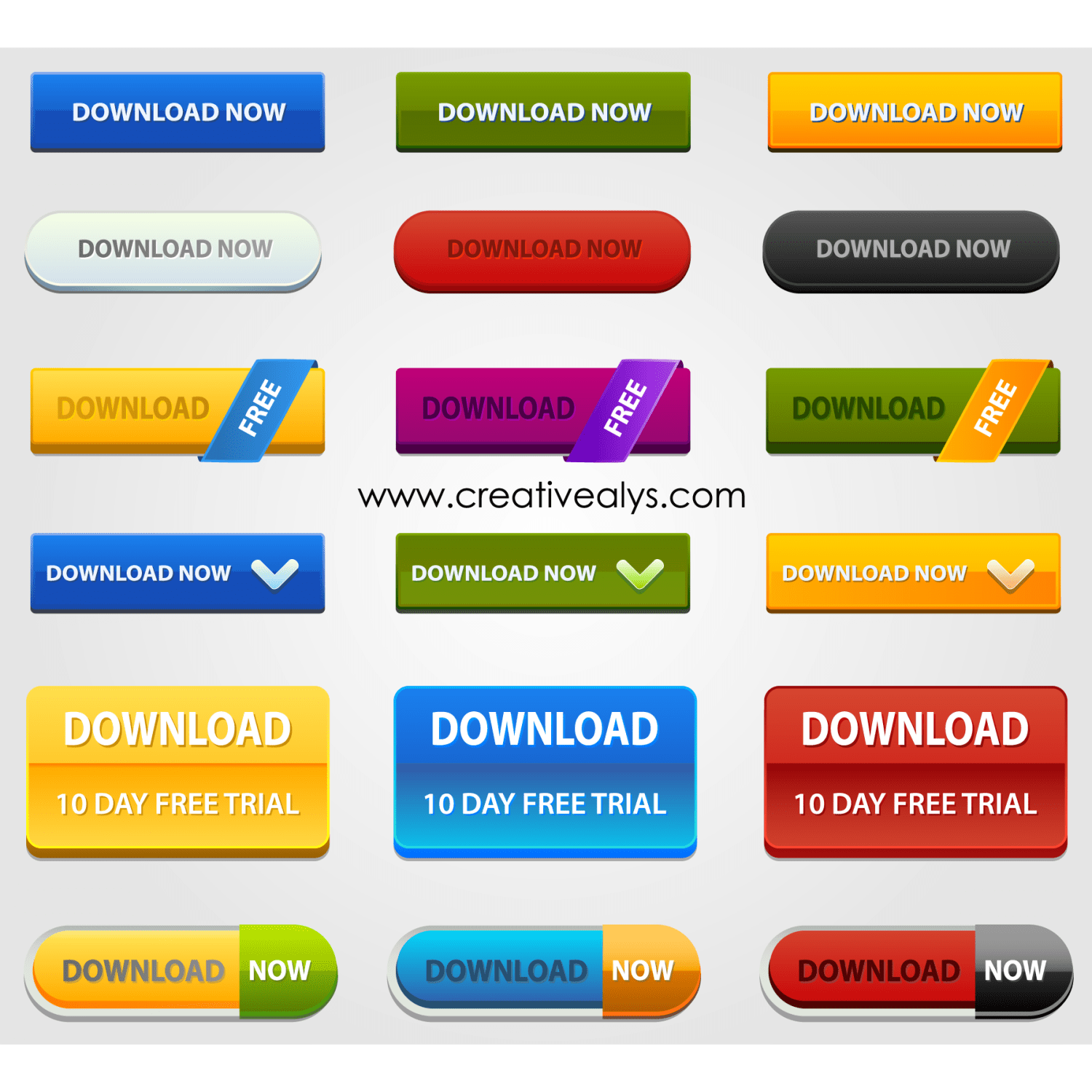 Vector for free use Creative Web Design Elements Download Buttons