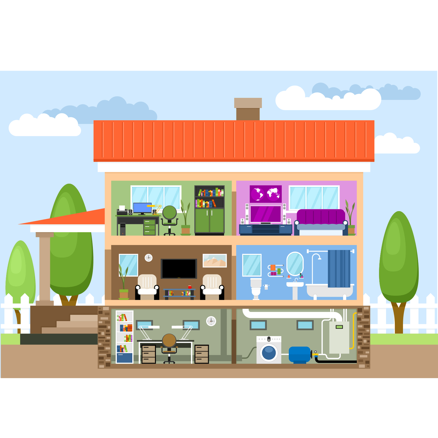 Vector for free use House with rooms