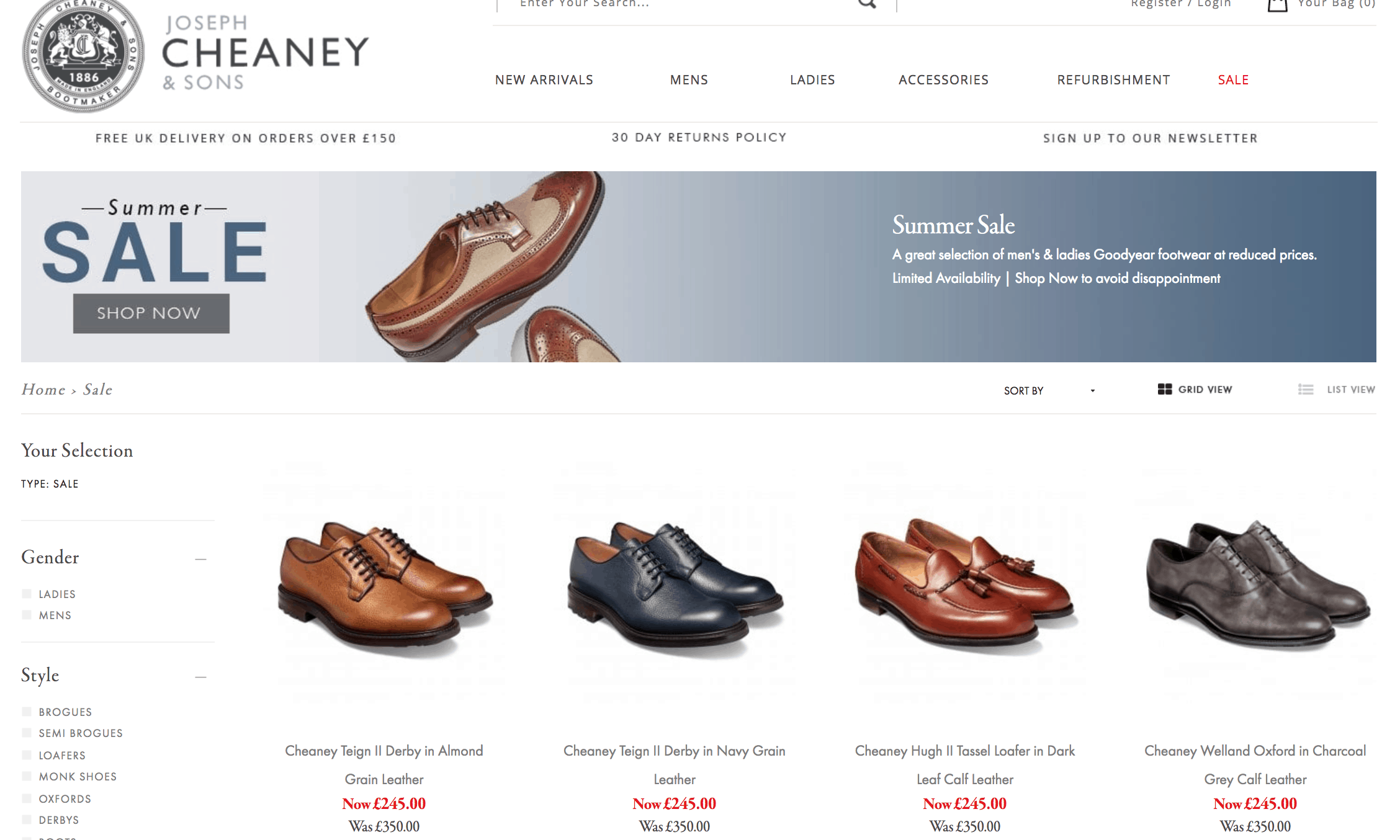 cheaney summer sale