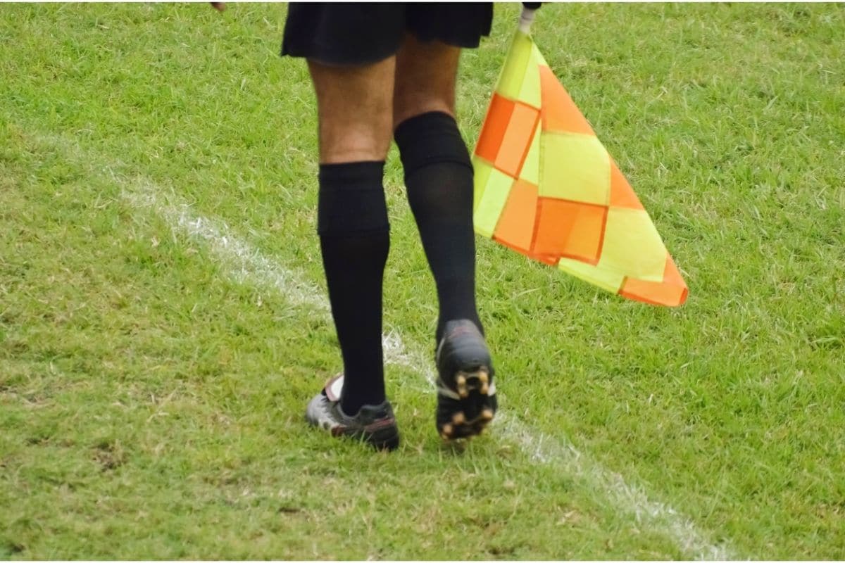 Assistant Referee Signals Shoot Score Soccer