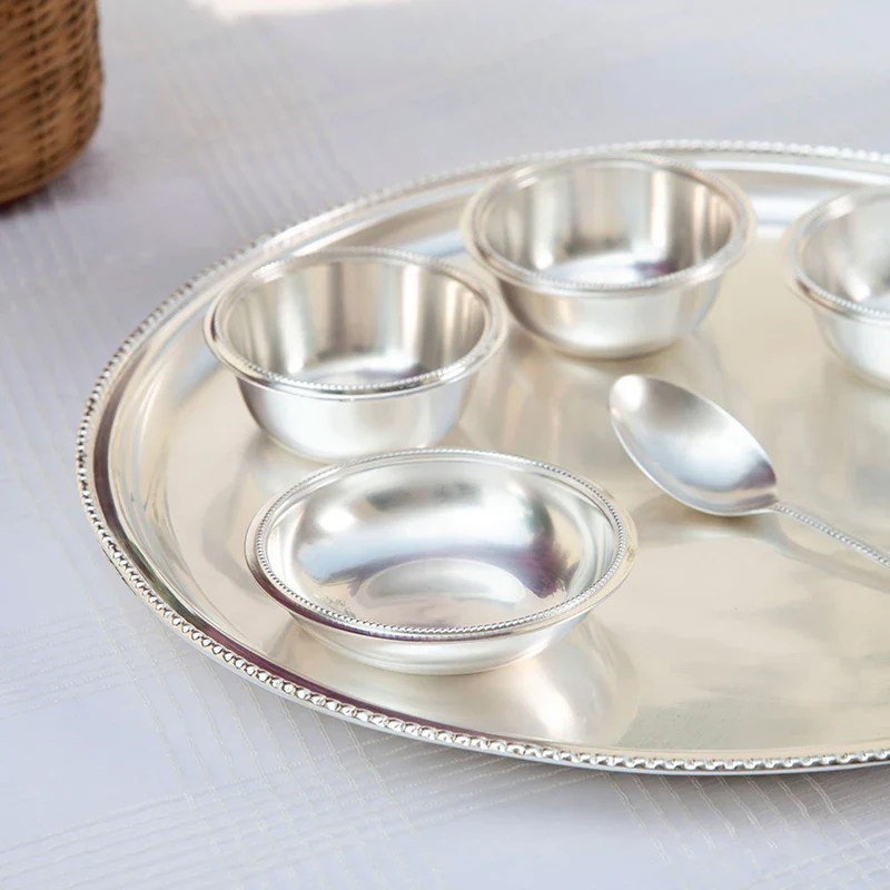 Thali Set Buy Silver Dinner Set of 8 Online Arcedior