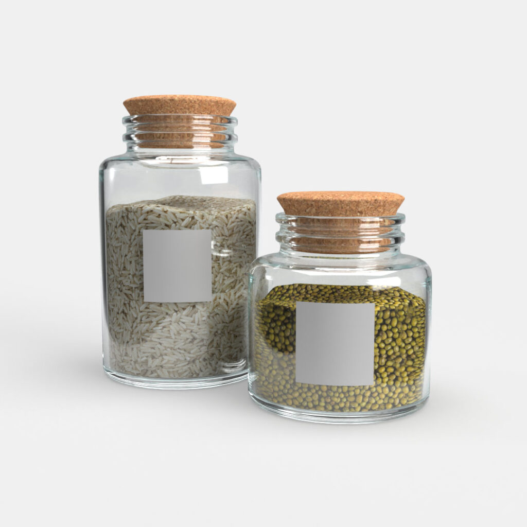 Kitchen Storage Container Jars with Cork Lid Set 3D Model Creative