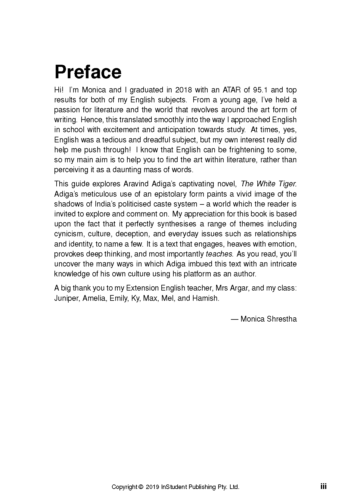 Text Guide The White Tiger by Aravind Adiga ATAR Notes