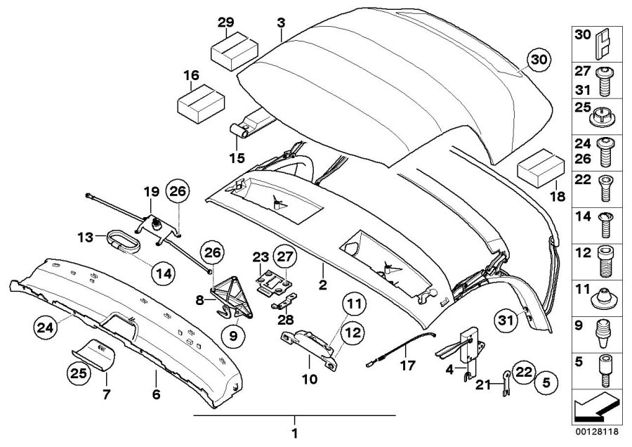 BMW Z4 Windshield frame cover. Top, folding, trim, body - 54317056282