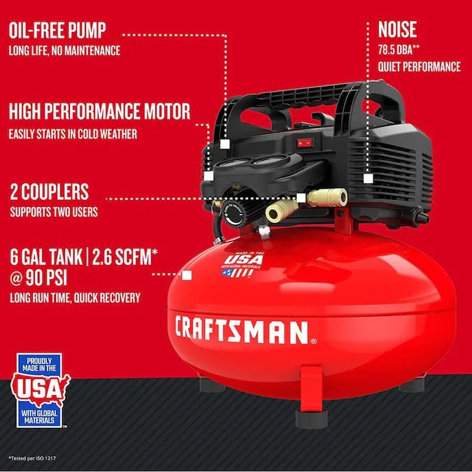 CRAFTSMAN 6Gallon SingleStage Portable Electric Pancake Air
