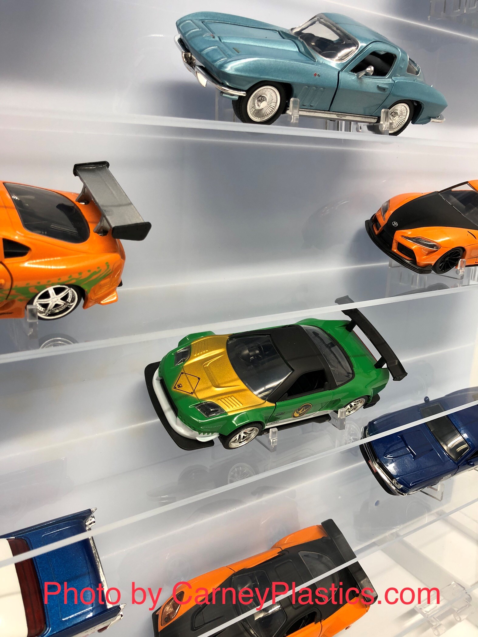 Slot Car Display Case Holds 24 1/32 Cars with Car Stands