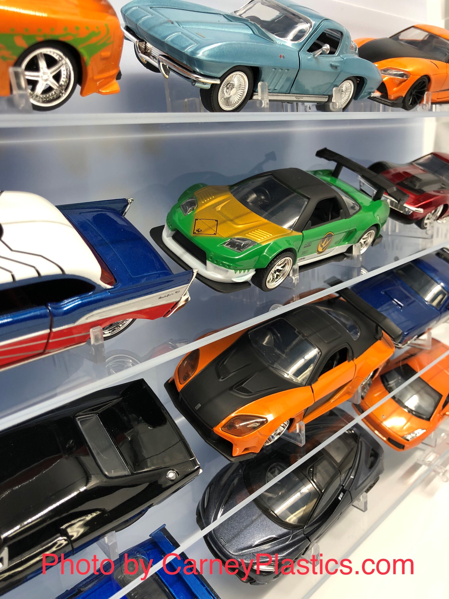 Slot Car Display Case Holds 24 1/32 Cars with Car Stands