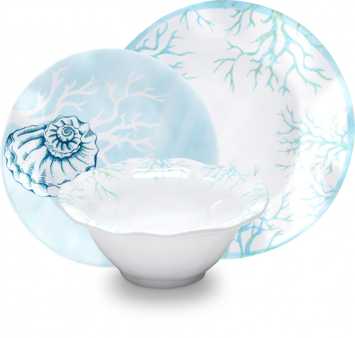Sealife Melamine 12pc Dinnerware Set Shop at Destry Darr Designs.