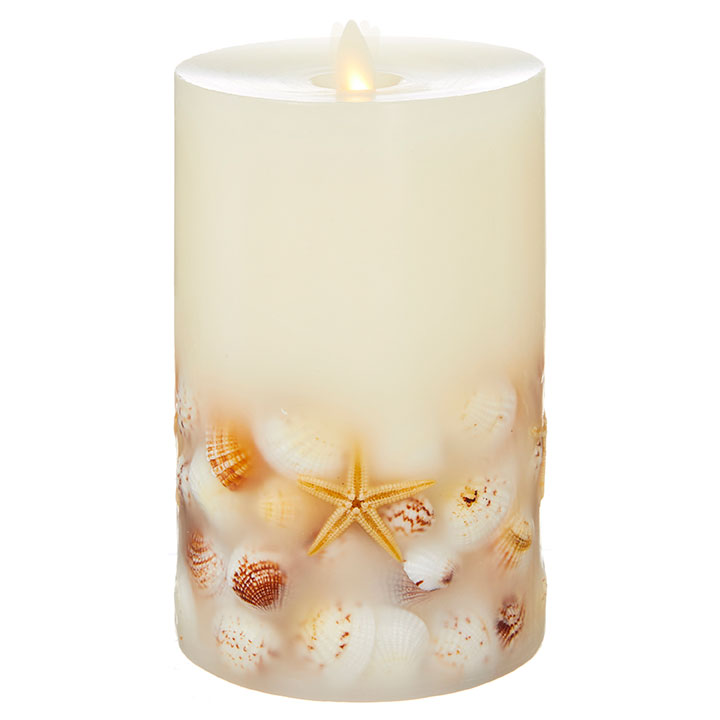 Moving Flame Flameless Seashell Pillar Candles Shop at Destry Darr