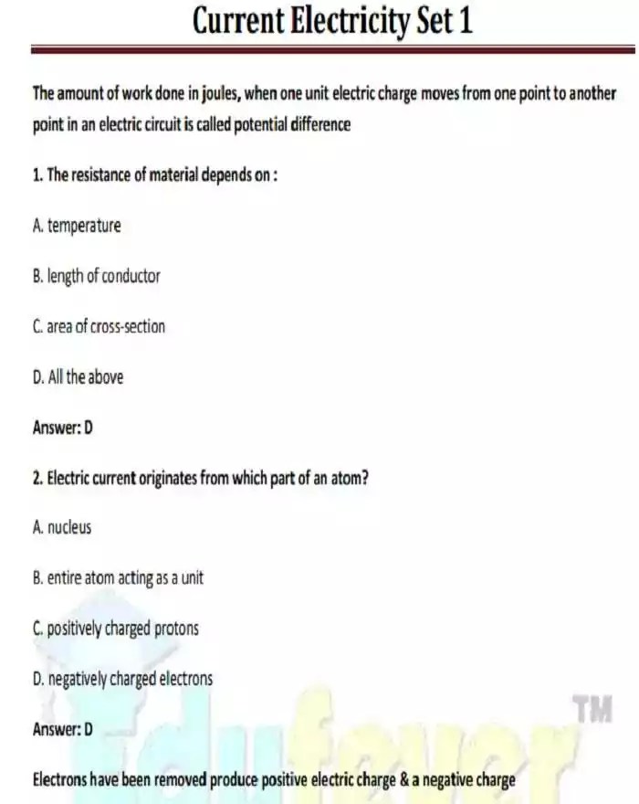 Physics Current Electricity MCQ eBook