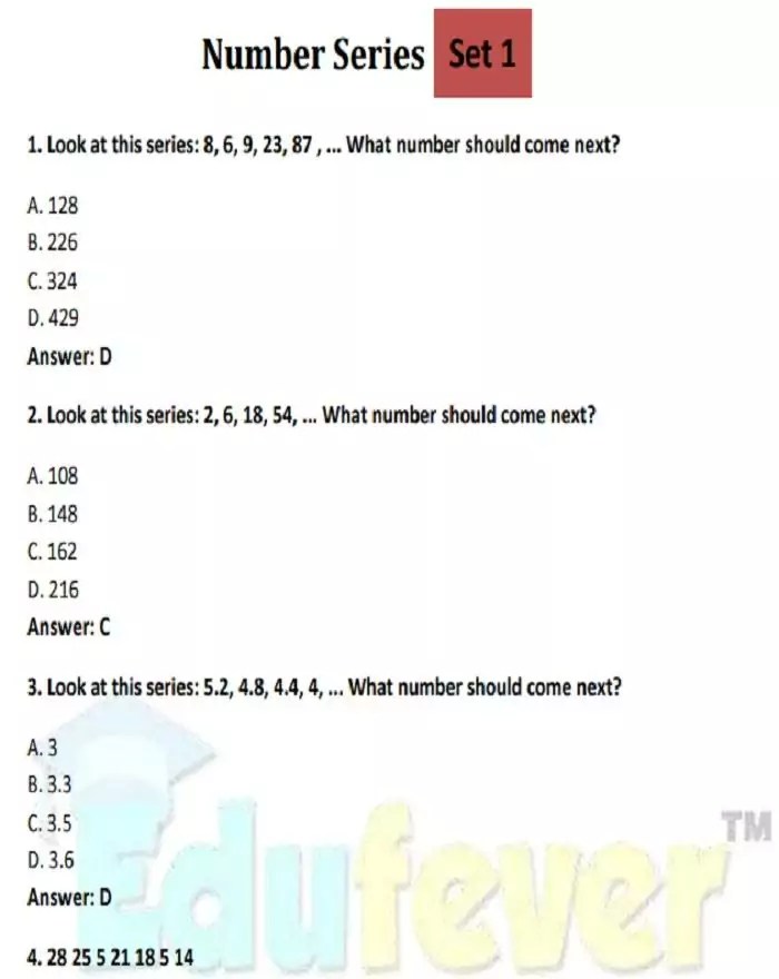 Quantitative Aptitude Number Series MCQ EBook for Competitive Exam