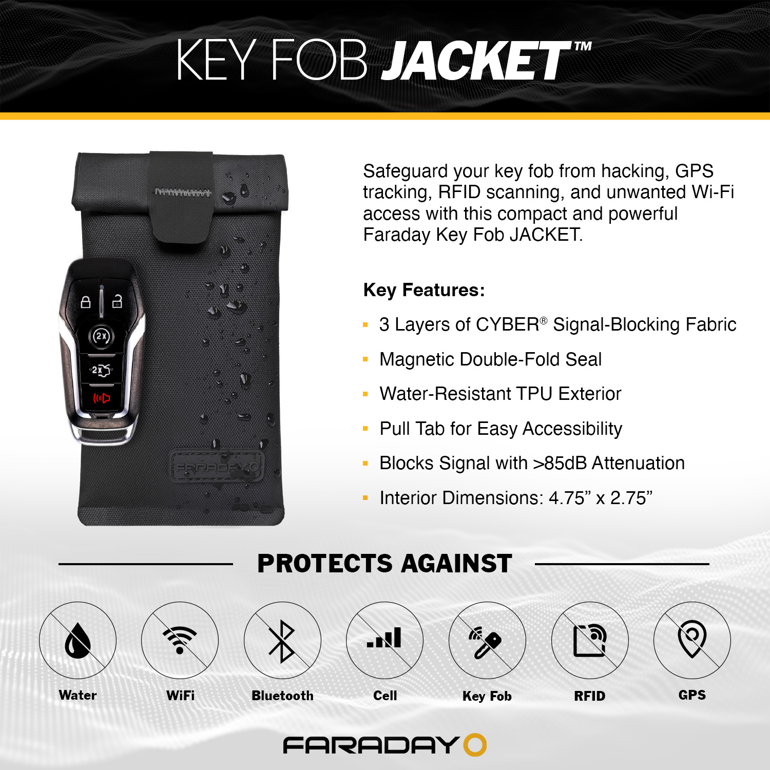 JACKET Faraday AntiTheft Key Fob Dry Bag FARADAY DEFENSE