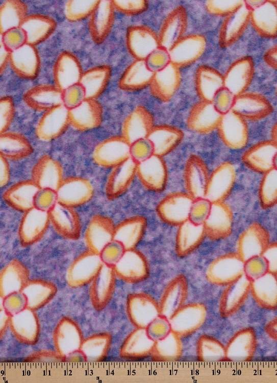 Fleece Colors of The Wind Purple Flowers Floral Fleece Fabric Print by