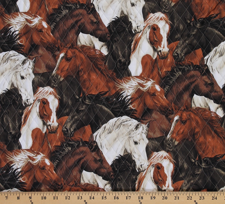 Doubleface Reversible Prequilted Horse Horses Allover Equestrian