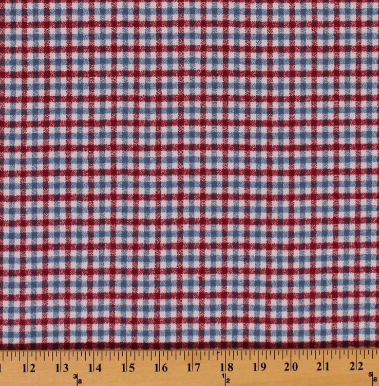 Mammoth Flannel Red Blue Plaid Americana Check Woven Double Sided