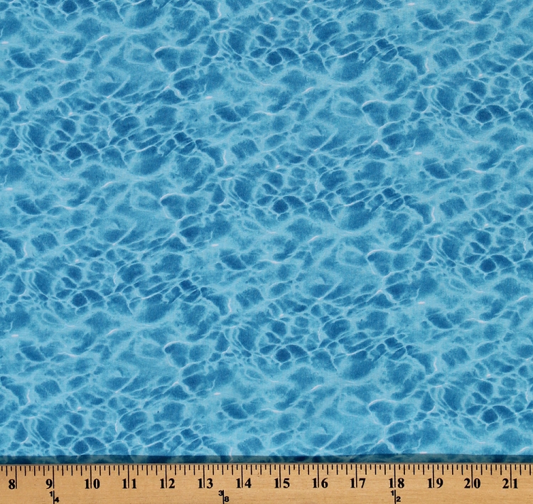 Cotton Landscape Medley Blue Water Ripples Ocean Cotton Fabric Print by