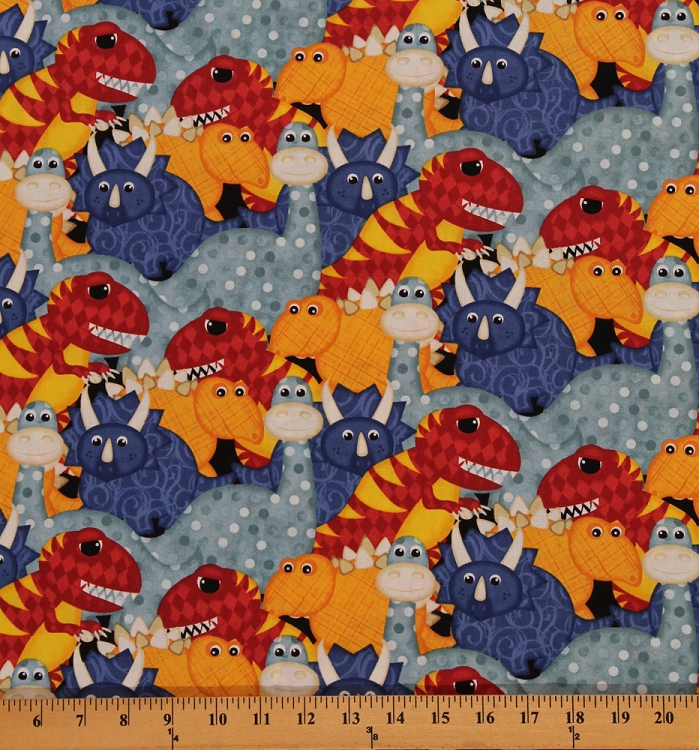 Cotton Have You Seen My Dinosaur Kids Cotton Fabric Print by the Yard