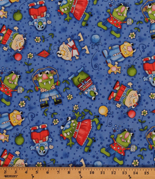 Cotton Lil' Monster Friends Kids Cotton Fabric Print by the Yard 8490C3M