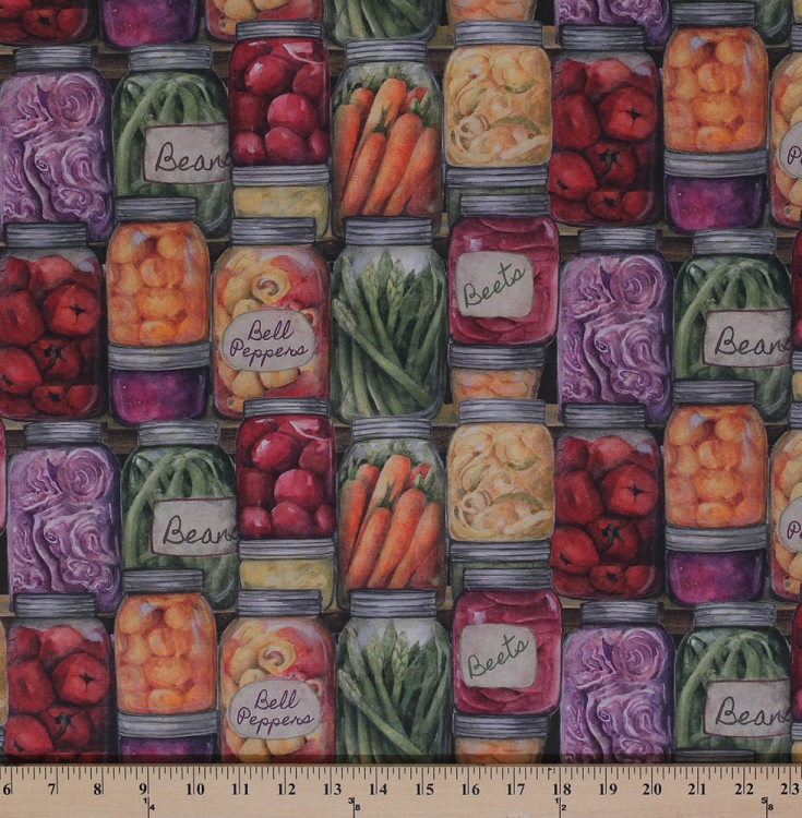 Cotton Carols Corner Jarred Veggies Canned Vegetables Fruit Cotton