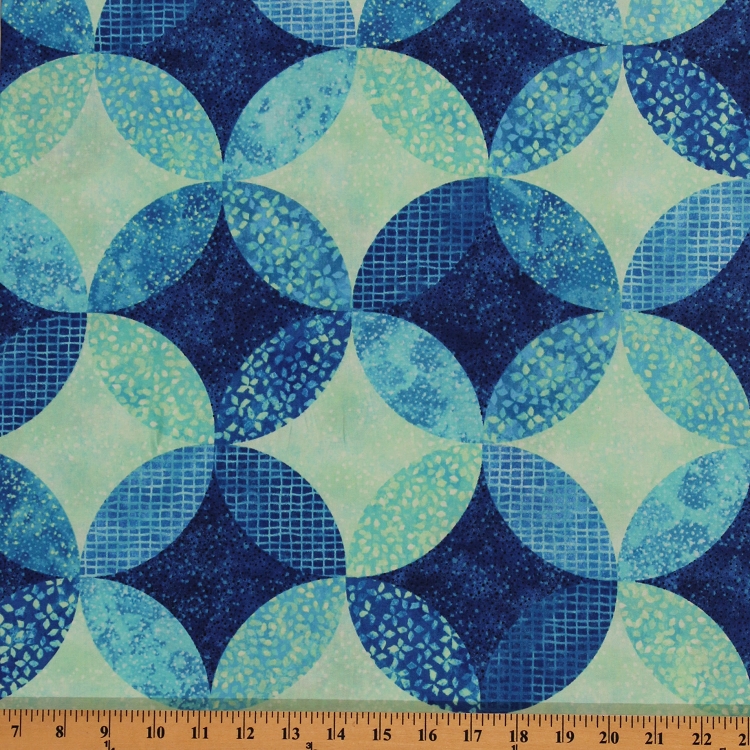 Cotton Ambience Coordinate Lagoon Blue Geometric Circles Dots Cotton