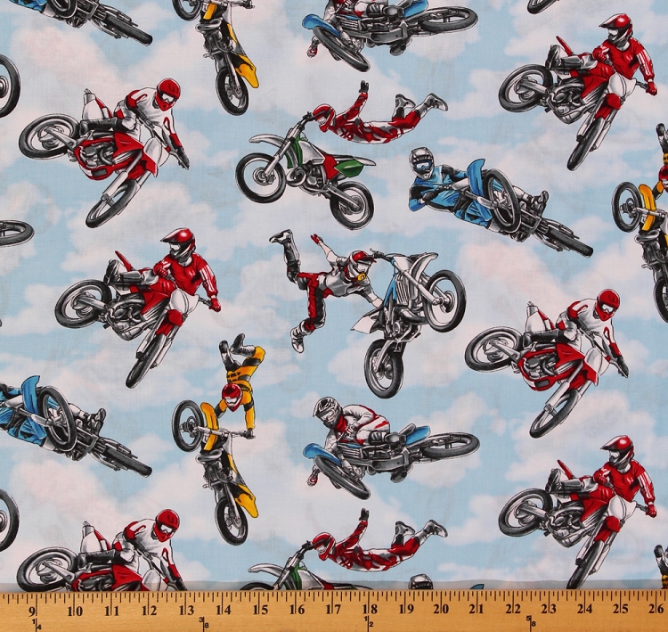 Cotton Racing Motorcycles Motorcross Dirt Bikes Bikers Sports Cotton