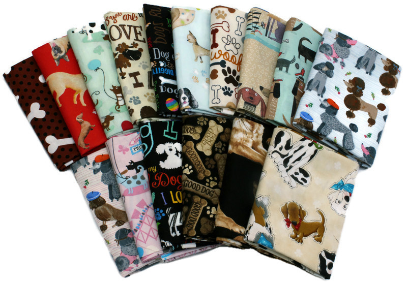 10 Fat Quarters Dogs Puppy Puppies Canine Pets Quality Quilters