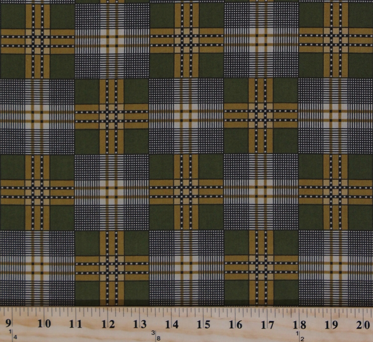 Cotton Jo Morton Charleston Green Plaid Civil War Reproduction Cotton