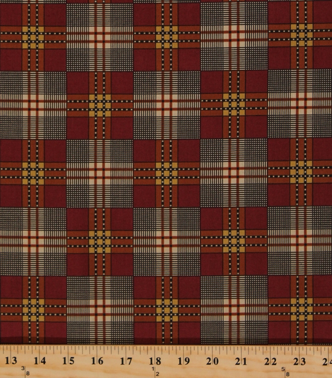 Cotton Jo Morton Charleston Red Plaid Civil War Reproduction Cotton