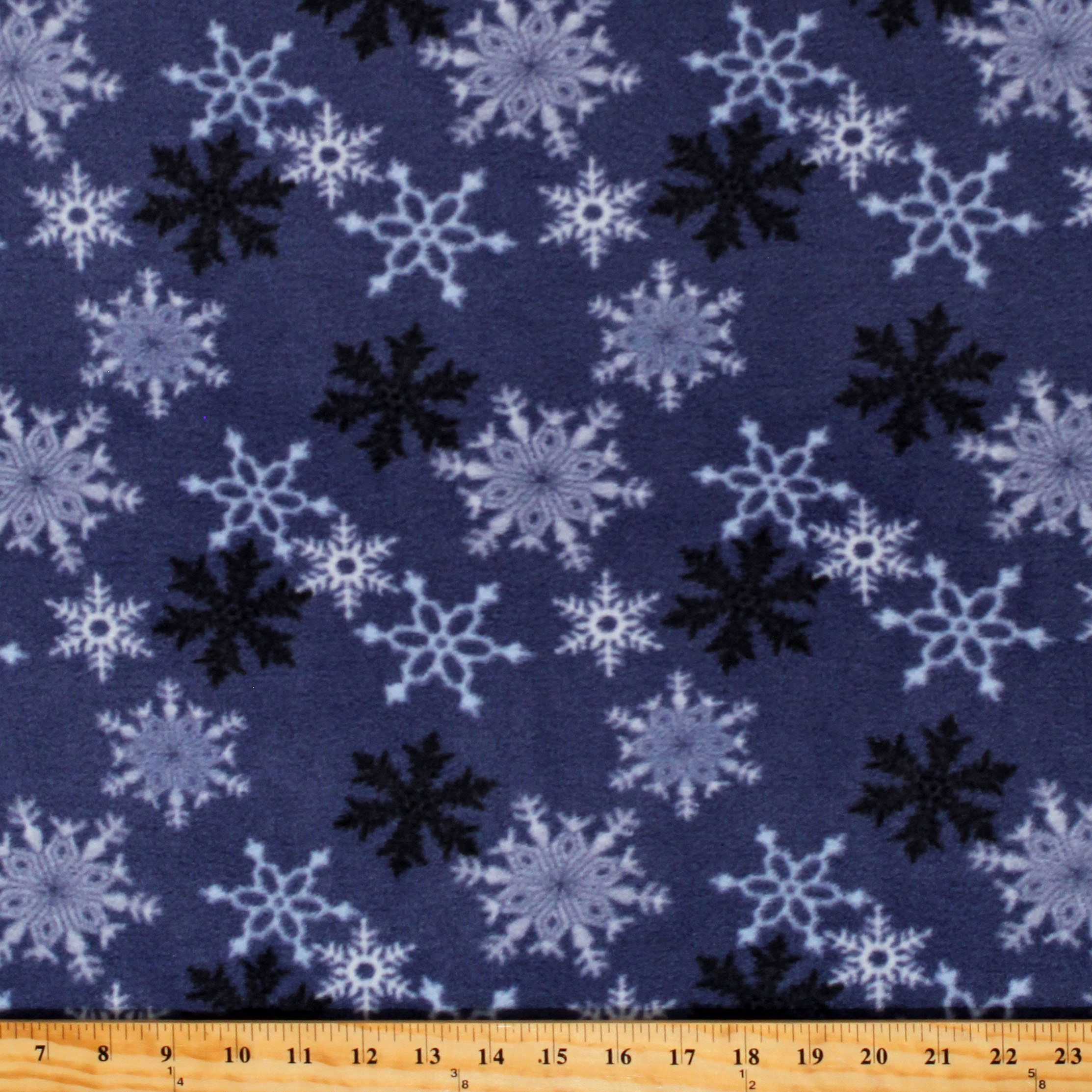 Fleece Snowflakes on Blue Winter Christmas Holiday Festive Fleece