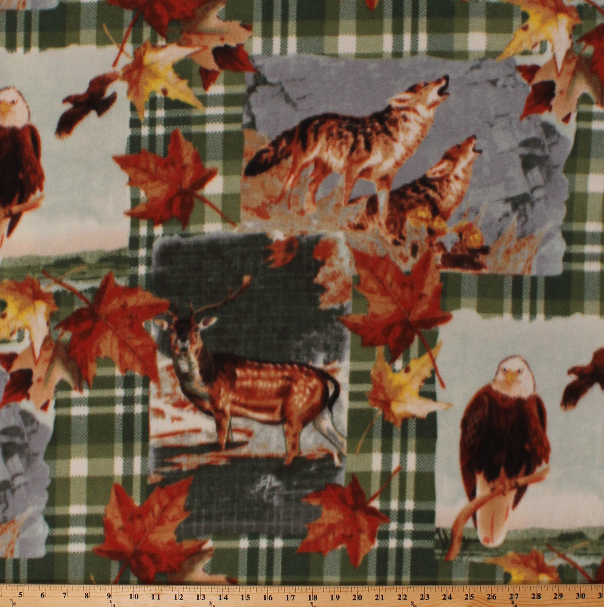 Fleece American Wildlife Northwoods Animals Wolf Wolves Whitetail Deer