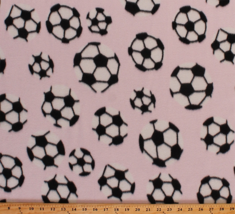 Fleece Soccer Balls Tossed Soccerballs on Light Pink Sports Fleece